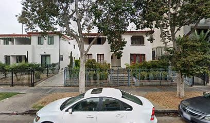 Street-facing exterior of 342-350 S Catalina St; photo enhanced for presentation
